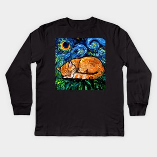 Orange Tabby Night full image Kids Long Sleeve T-Shirt